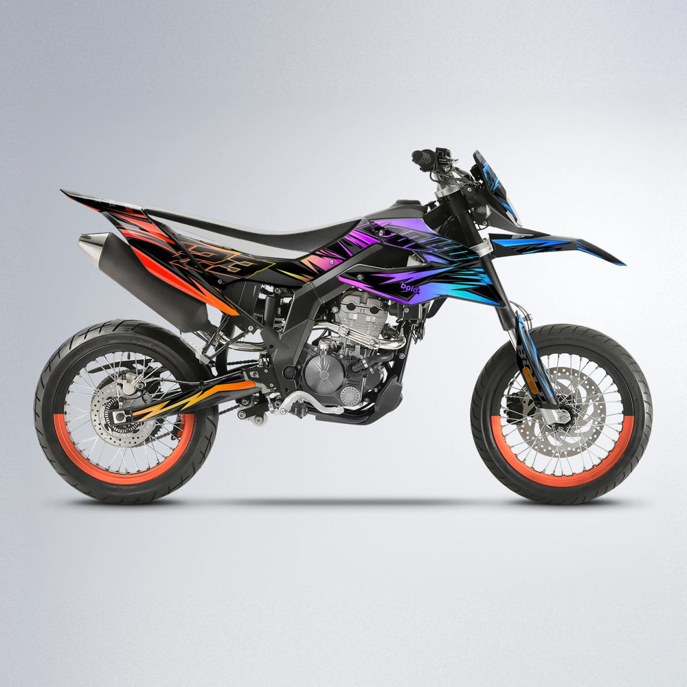 THUNDERSTRUCK Aprilia SX 125 supermoto graphics kit in Sunset Fade