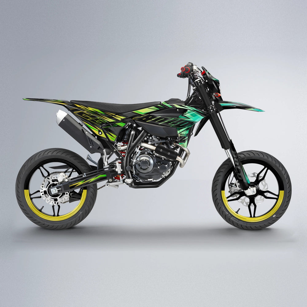 THUNDERSTRUCK Beta supermoto graphics kit in Cyan & Green