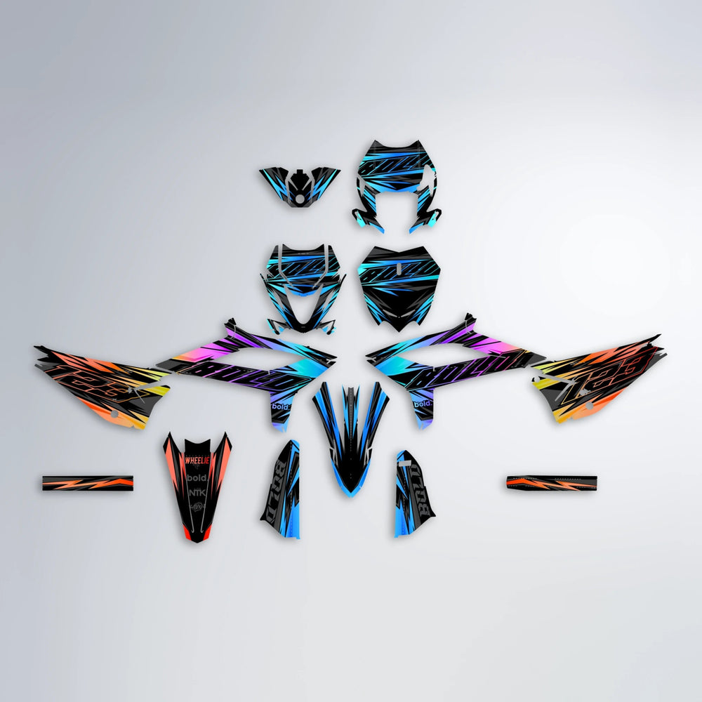 THUNDERSTRUCK Beta graphics kit parts layout in Sunset Fade