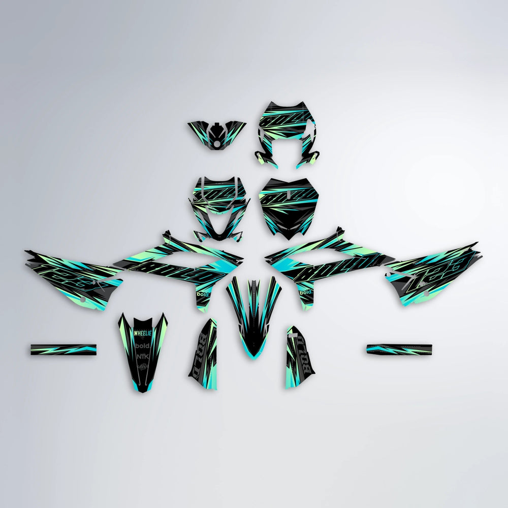 THUNDERSTRUCK Beta graphics kit parts layout in Teal
