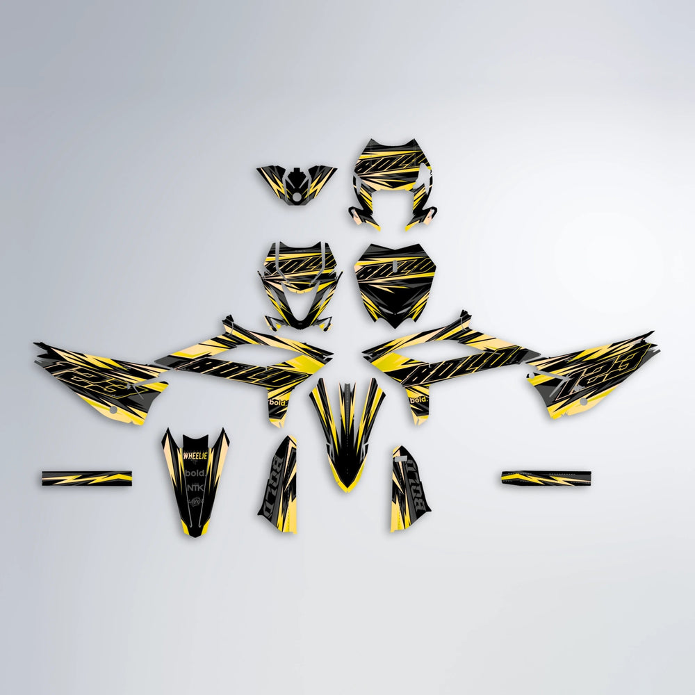 THUNDERSTRUCK Beta graphics kit parts layout in Yellow