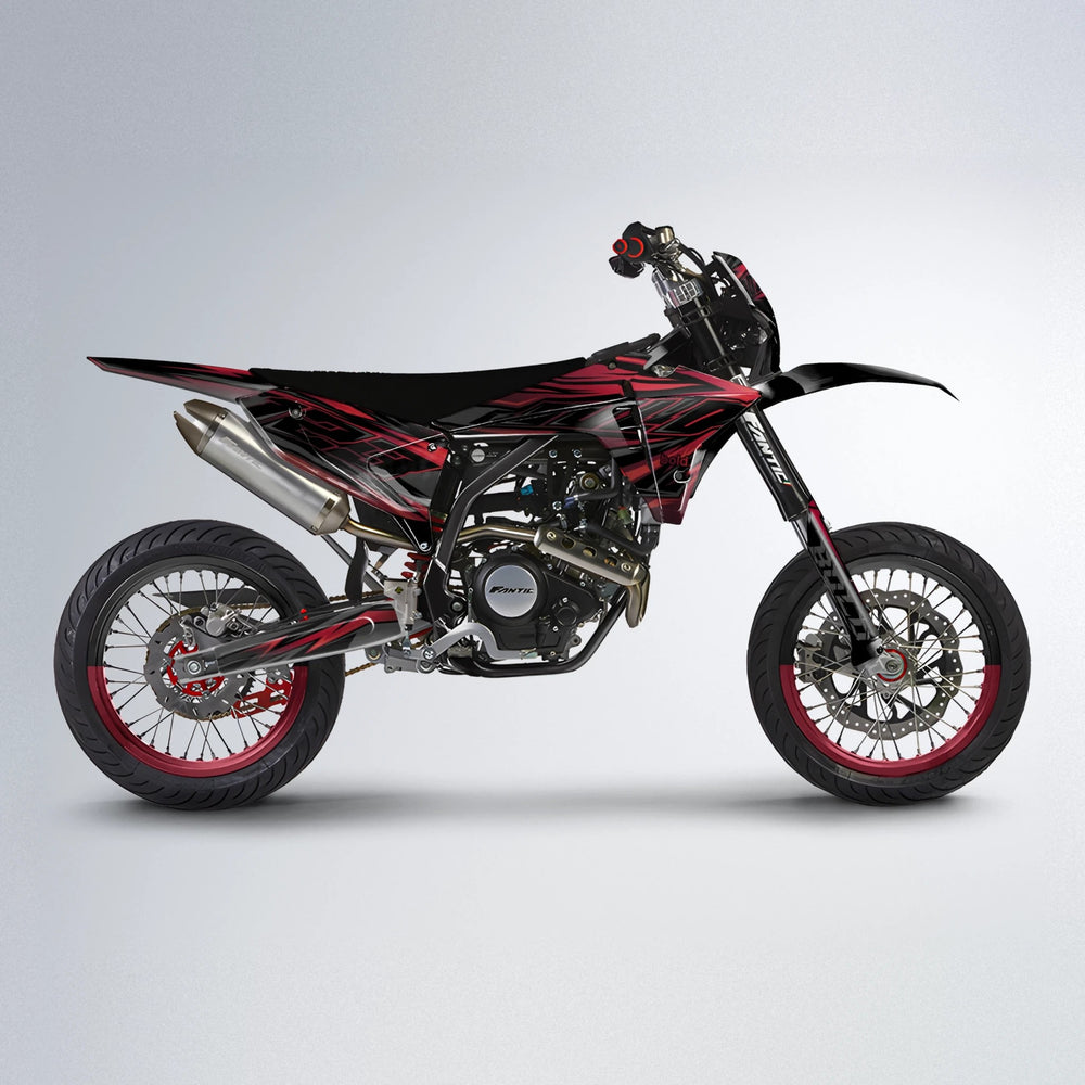 THUNDERSTRUCK Fantic supermoto graphics kit in Black & Red