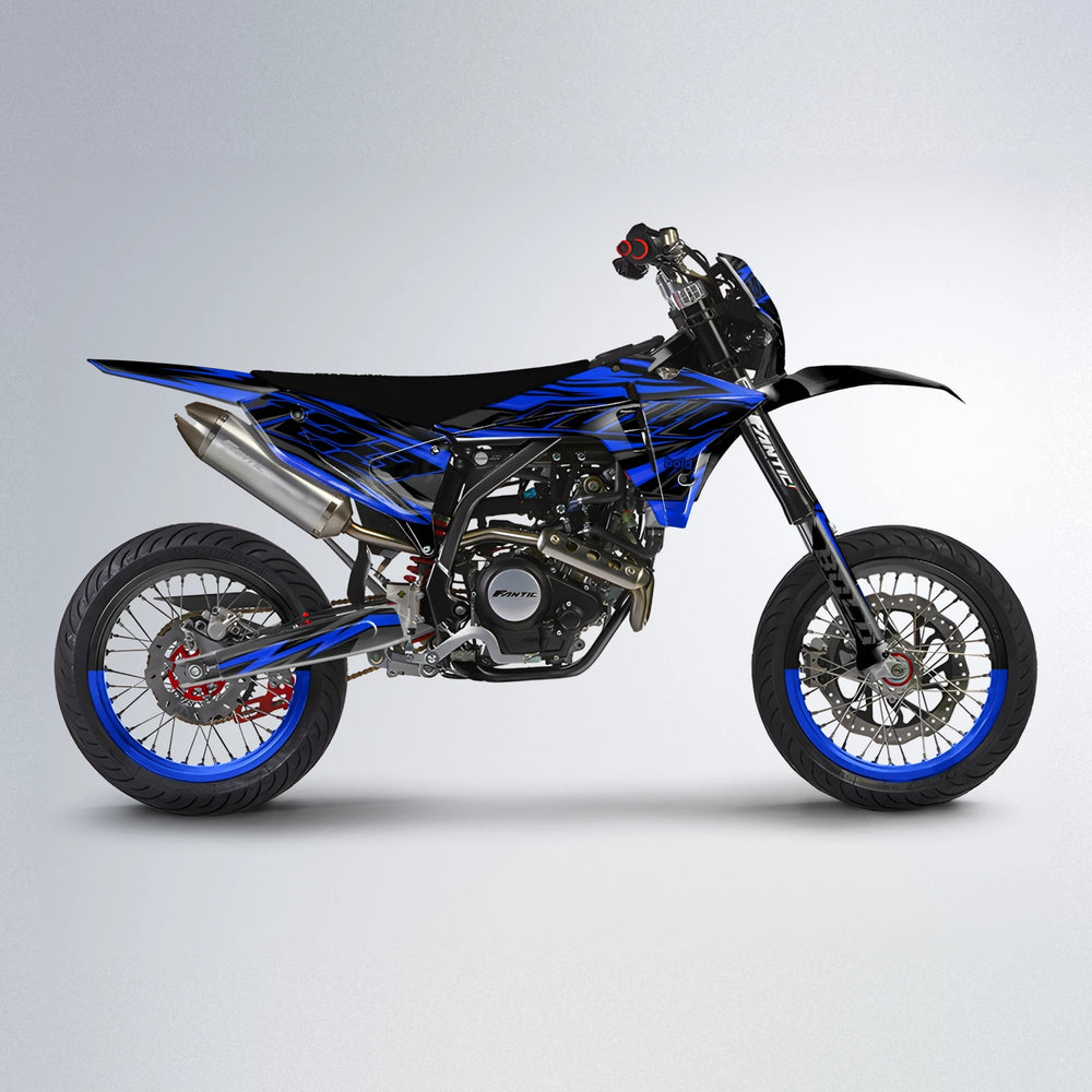 THUNDERSTRUCK Fantic supermoto graphics kit in Blue