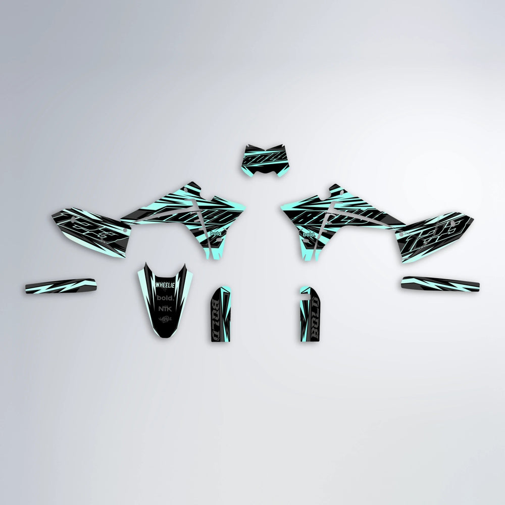 THUNDERSTRUCK Fantic graphics kit parts layout in Mint