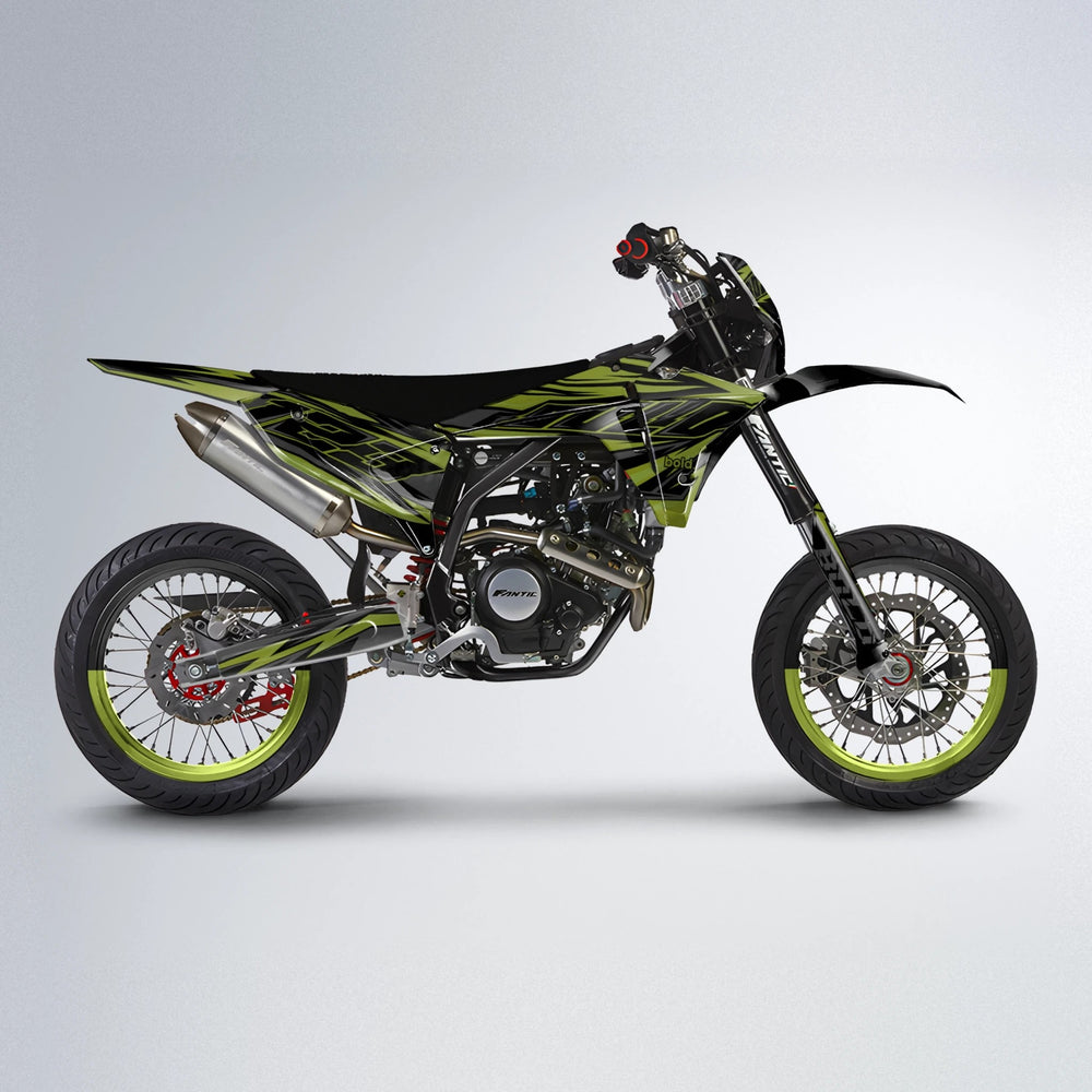 THUNDERSTRUCK Fantic supermoto graphics kit in Olive