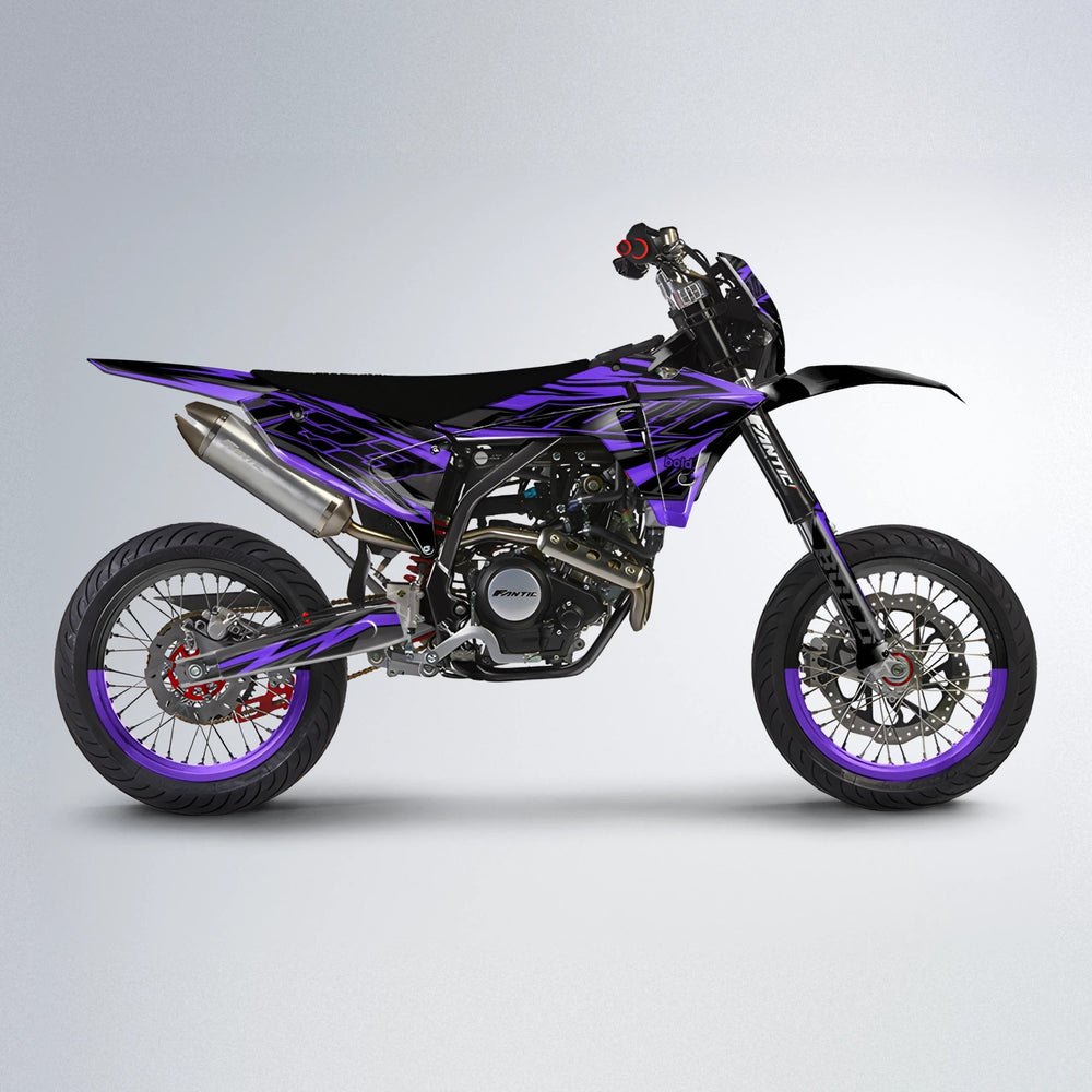 THUNDERSTRUCK Fantic supermoto graphics kit in Purple