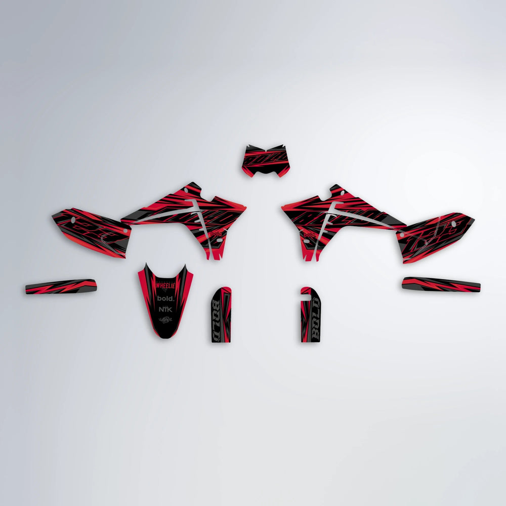 THUNDERSTRUCK Fantic graphics kit parts layout in Red