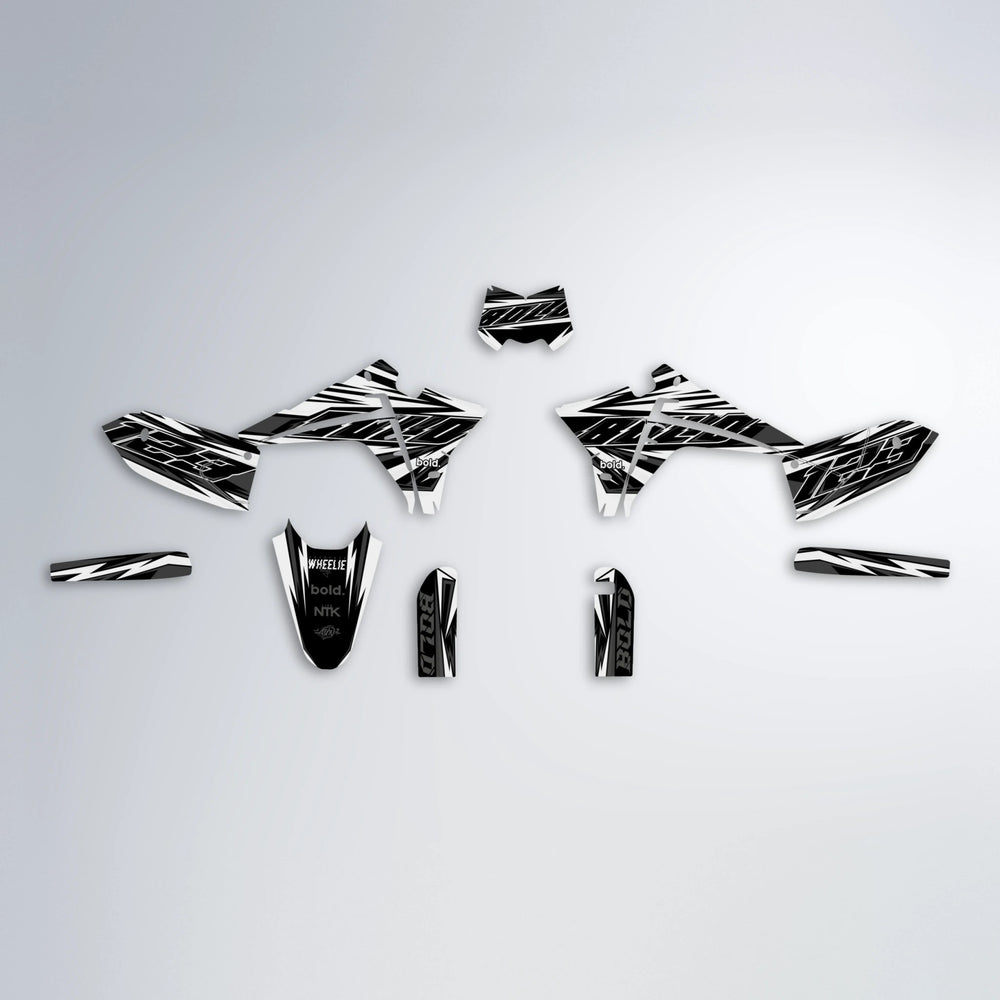 THUNDERSTRUCK Fantic graphics kit parts layout in White