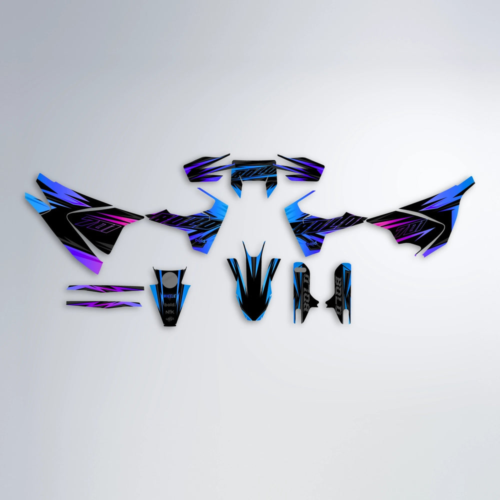 THUNDERSTRUCK Husqvarna 701 graphics kit parts layout in Blue Purple Fade