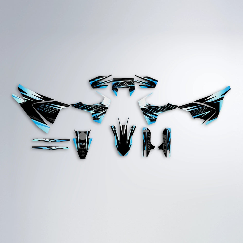 THUNDERSTRUCK Husqvarna 701 graphics kit parts layout in Light Blue & White