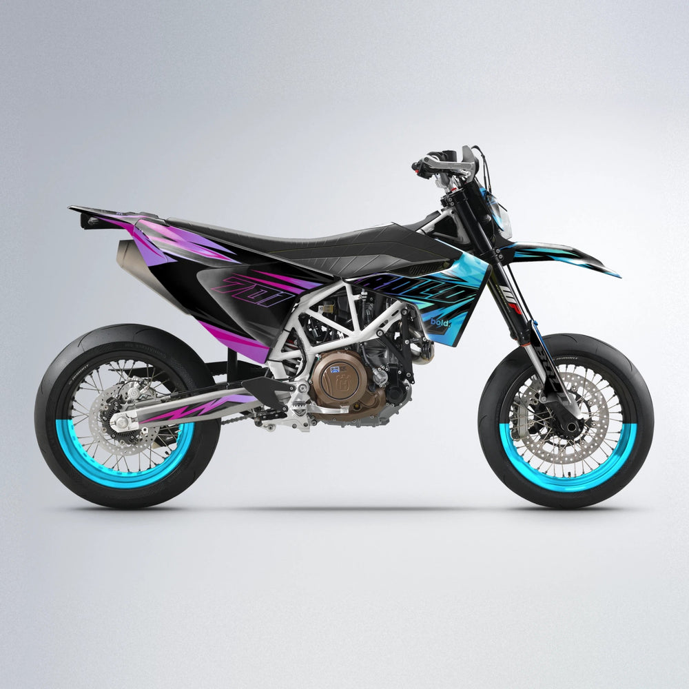 THUNDERSTRUCK Husqvarna 701 supermoto graphics kit in Pink & Light Blue