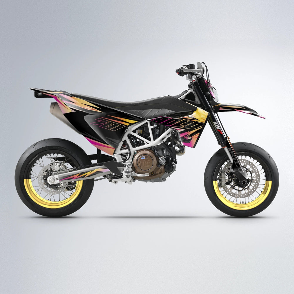 THUNDERSTRUCK Husqvarna 701 supermoto graphics kit in Pink & Yellow