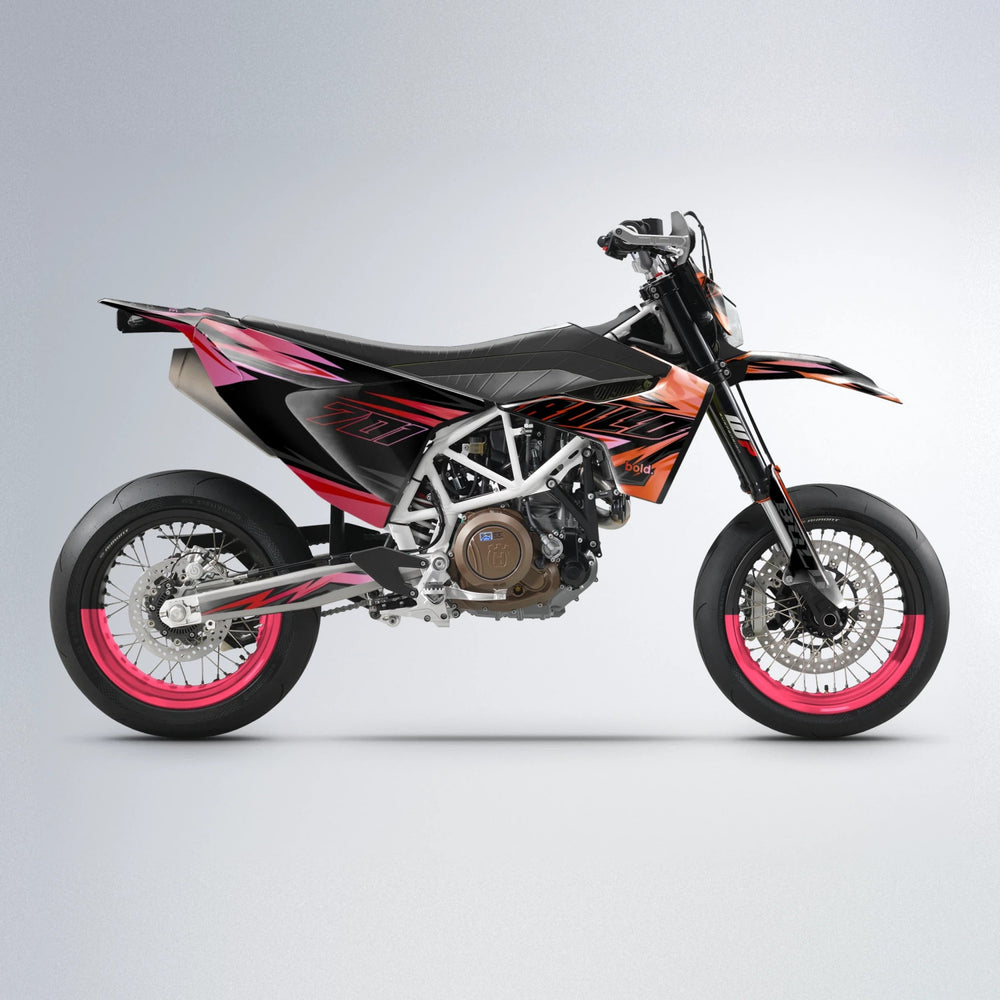 THUNDERSTRUCK Husqvarna 701 supermoto graphics kit in Red & Orange
