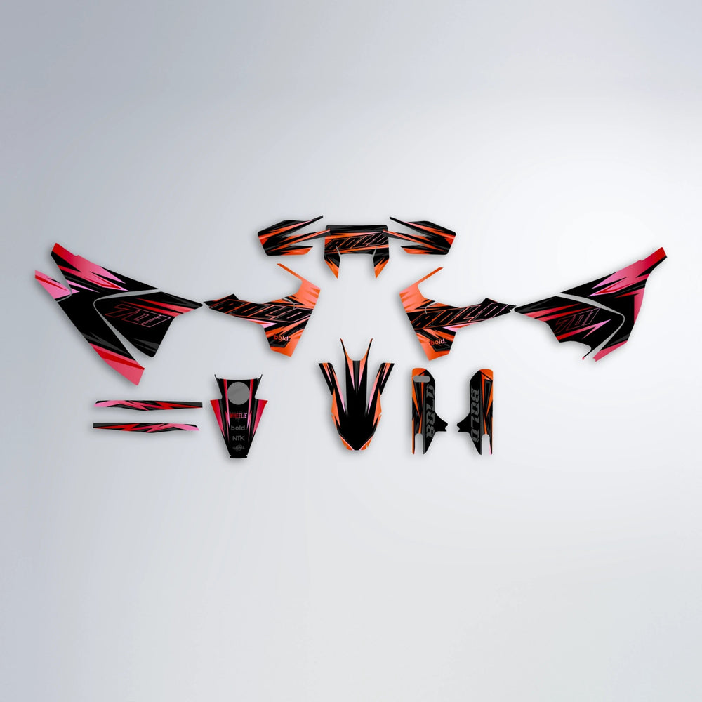THUNDERSTRUCK Husqvarna 701 graphics kit parts layout in Red & Orange