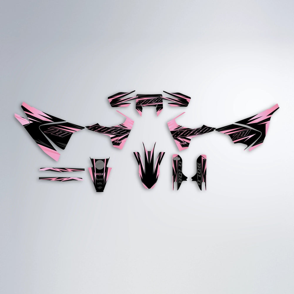THUNDERSTRUCK Husqvarna 701 graphics kit parts layout in Sakura Pink
