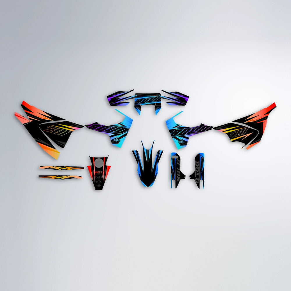 THUNDERSTRUCK Husqvarna 701 graphics kit parts layout in Sunset Fade