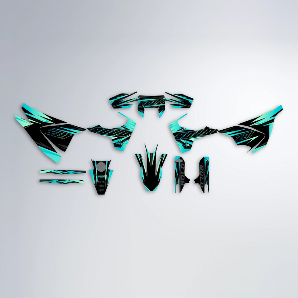 THUNDERSTRUCK Husqvarna 701 graphics kit parts layout in Teal