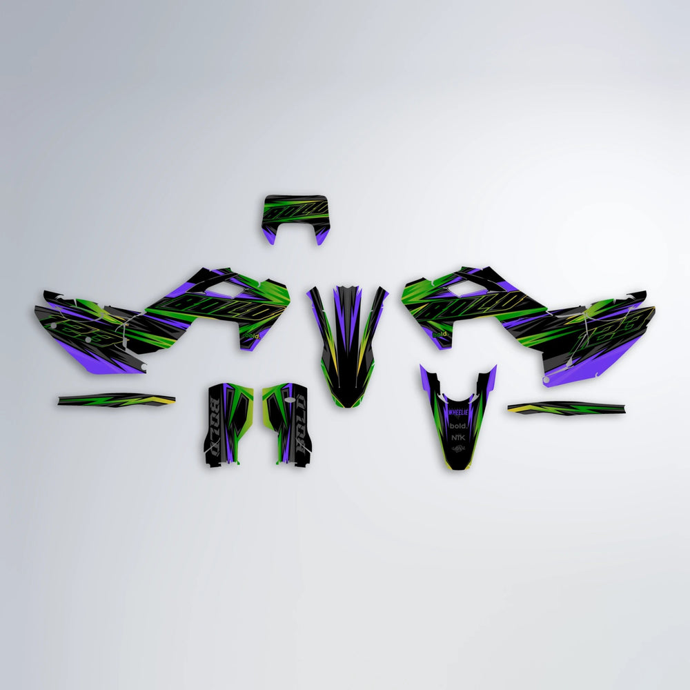 THUNDERSTRUCK Husqvarna FE/TE graphics kit parts layout in Purple