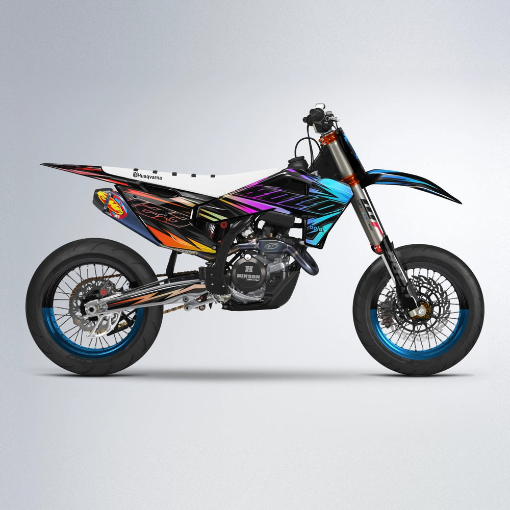 THUNDERSTRUCK Husqvarna FE/TE supermoto graphics kit in Sunset Fade