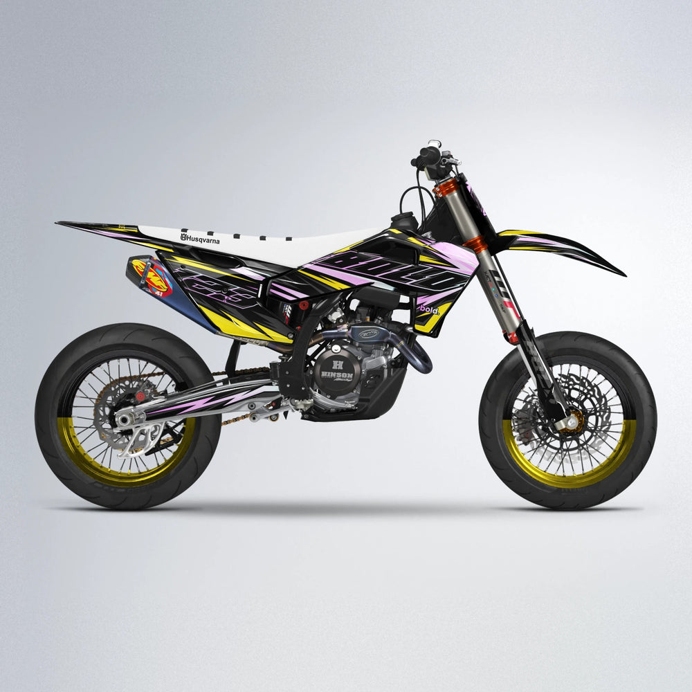 THUNDERSTRUCK Husqvarna FE/TE supermoto graphics kit in Yellow