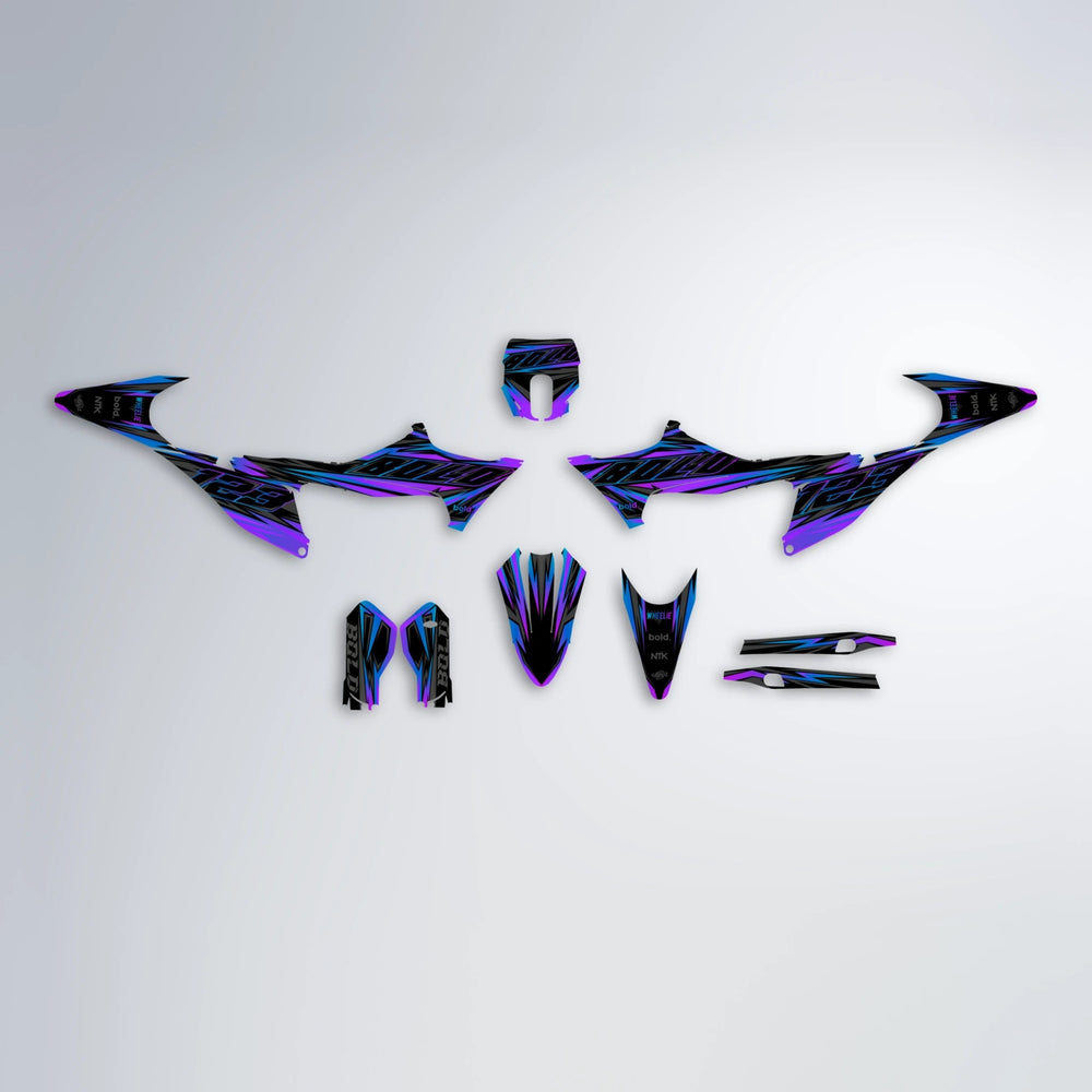 THUNDERSTRUCK Stark Varg MX graphics kit parts layout in Purple