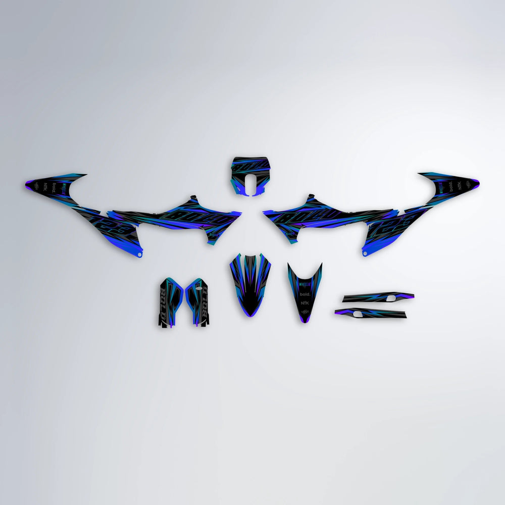 THUNDERSTRUCK Stark Varg SM graphics kit parts layout in Blue