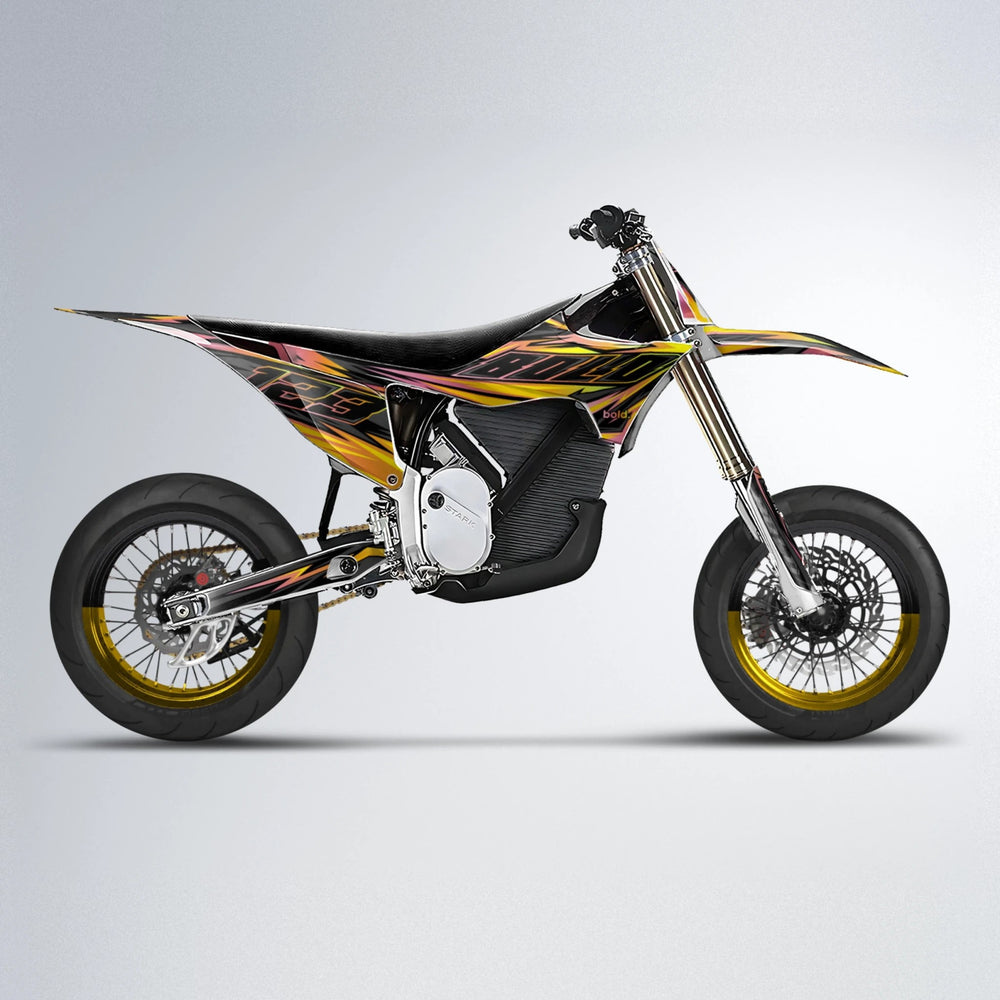 THUNDERSTRUCK Stark Varg SM supermoto graphics kit in Orange & Yellow