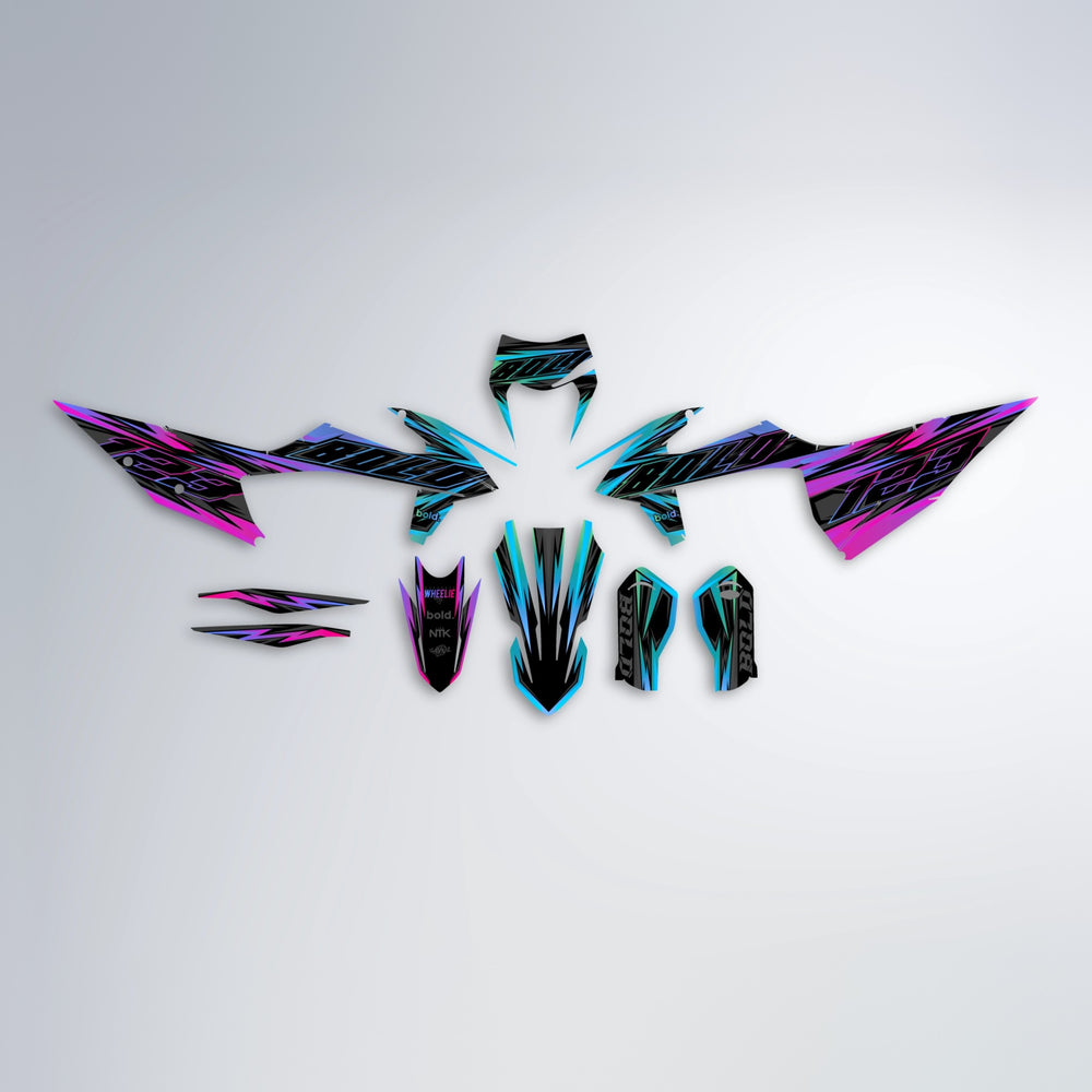 THUNDERSTRUCK graphics kit parts layout in Pink & Light Blue