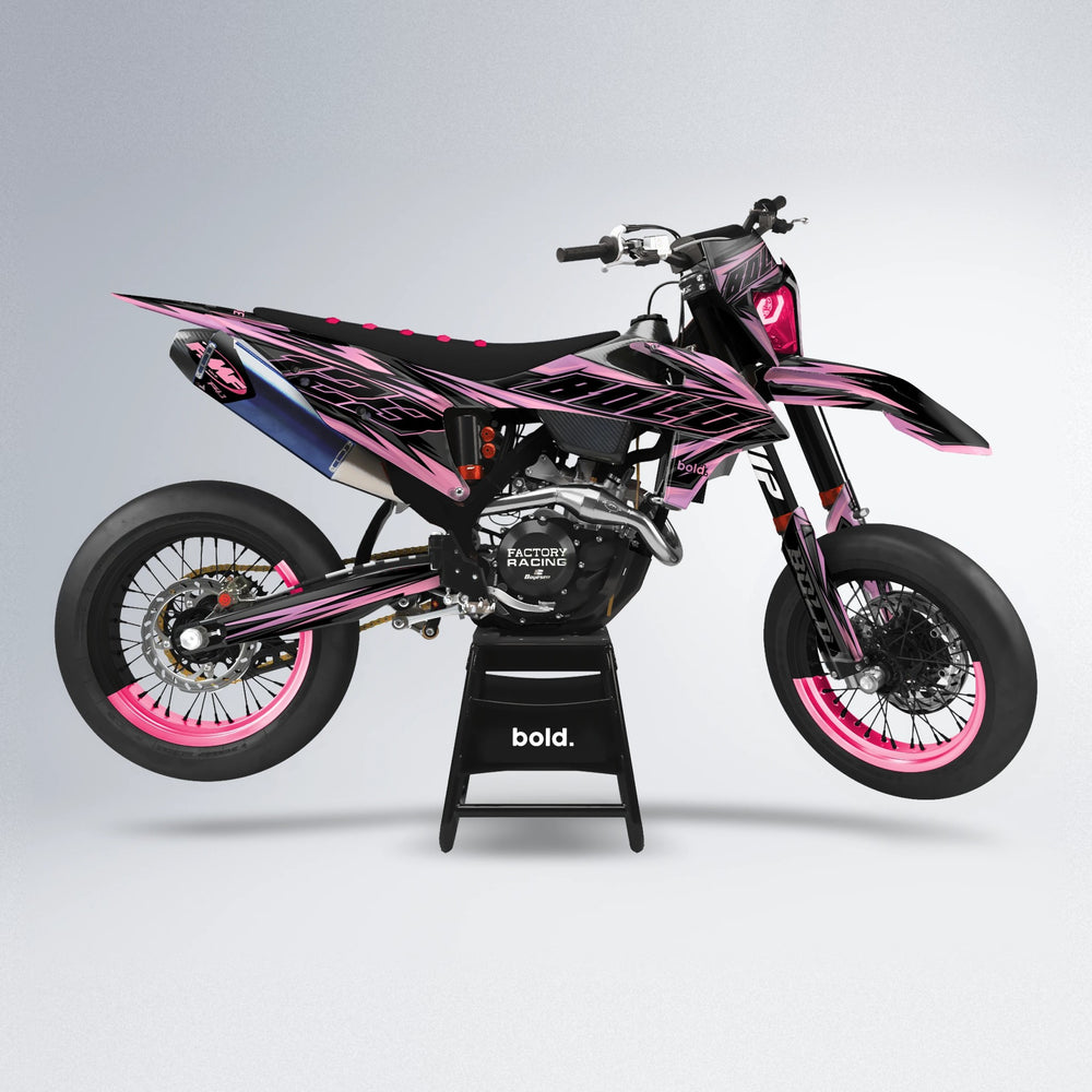 THUNDERSTRUCK supermoto graphics kit in Sakura Pink