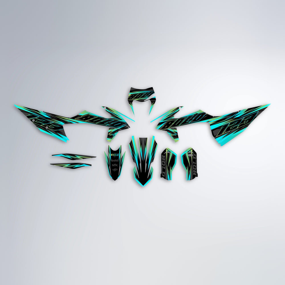 THUNDERSTRUCK graphics kit parts layout in Teal