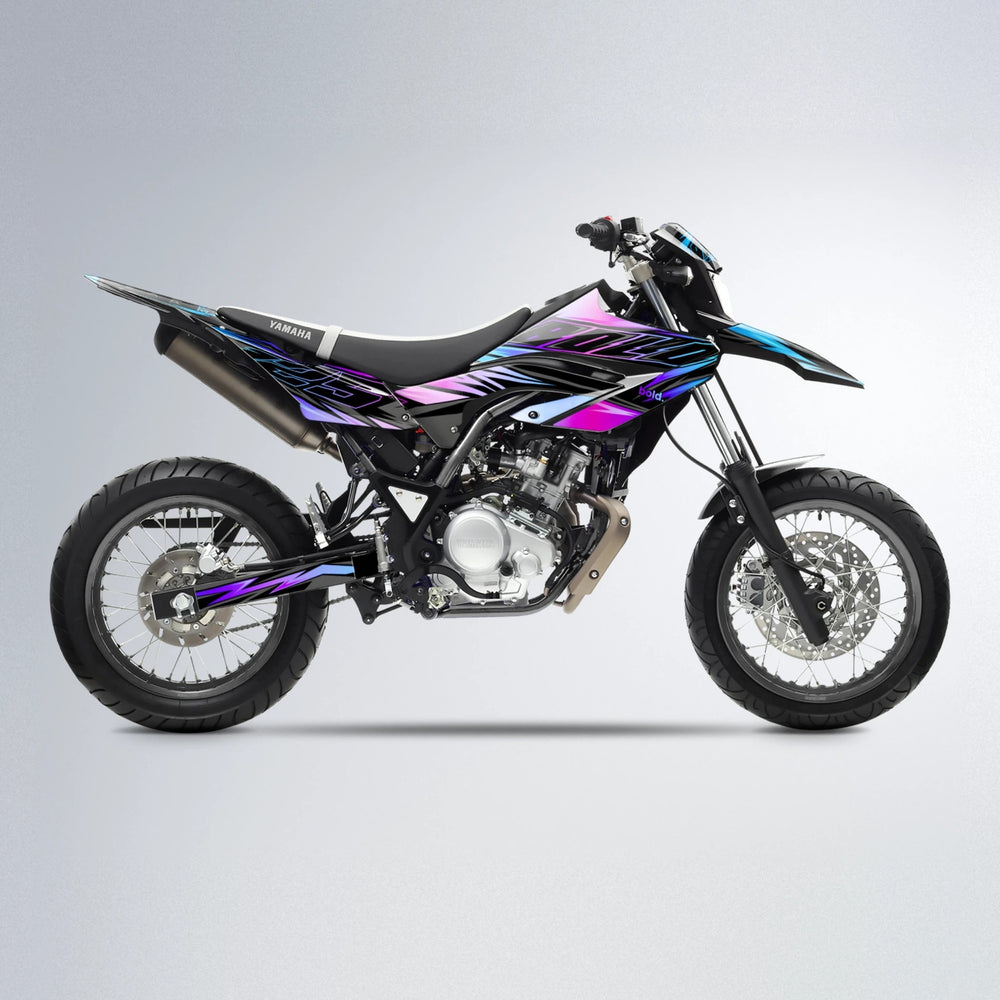 THUNDERSTRUCK Yamaha WR 125X supermoto graphics kit in Blue Purple Fade