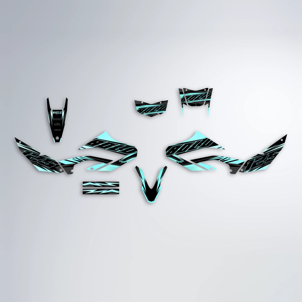 THUNDERSTRUCK Yamaha WR 125X graphics kit parts layout in Mint