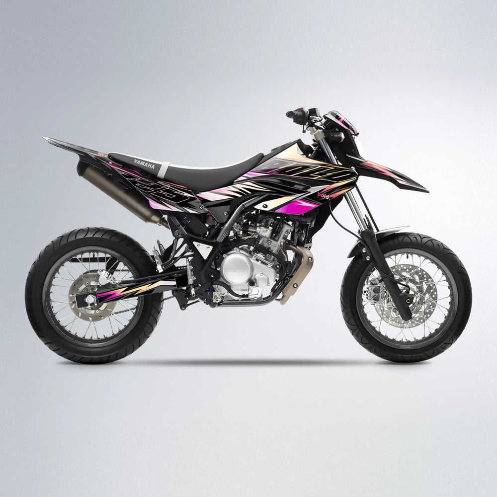 THUNDERSTRUCK Yamaha WR 125X supermoto graphics kit in Pink & Yellow