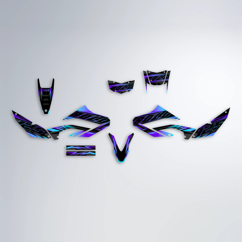 THUNDERSTRUCK Yamaha WR 125X graphics kit parts layout in Purple