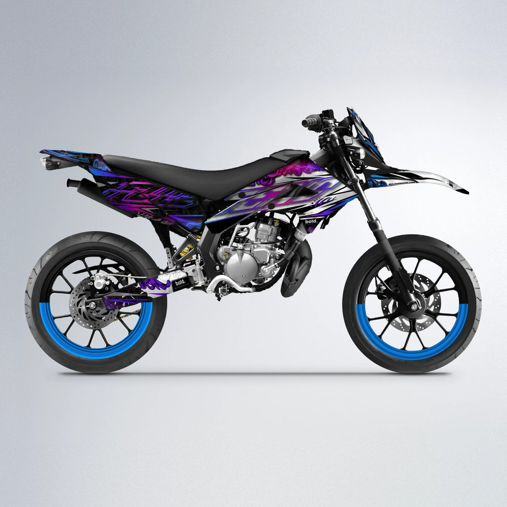 TIDAL Derbi Senda supermoto graphics kit in Blue Purple Fade