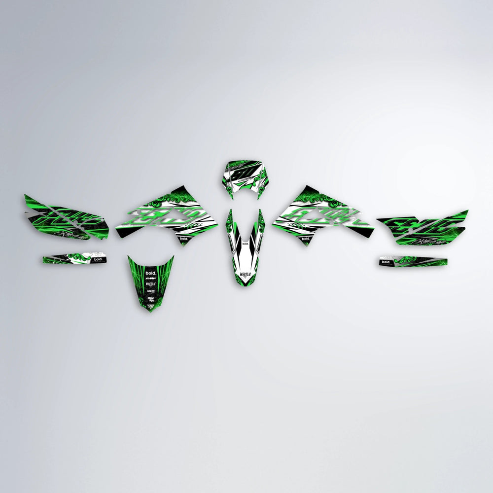 TIDAL Derbi Senda graphics kit parts layout in Green