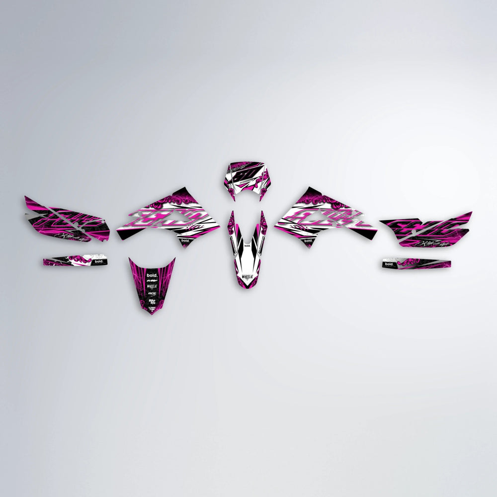 TIDAL Derbi Senda graphics kit parts layout in Pink