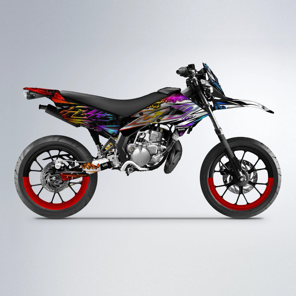 TIDAL Derbi Senda supermoto graphics kit in Sunset Fade