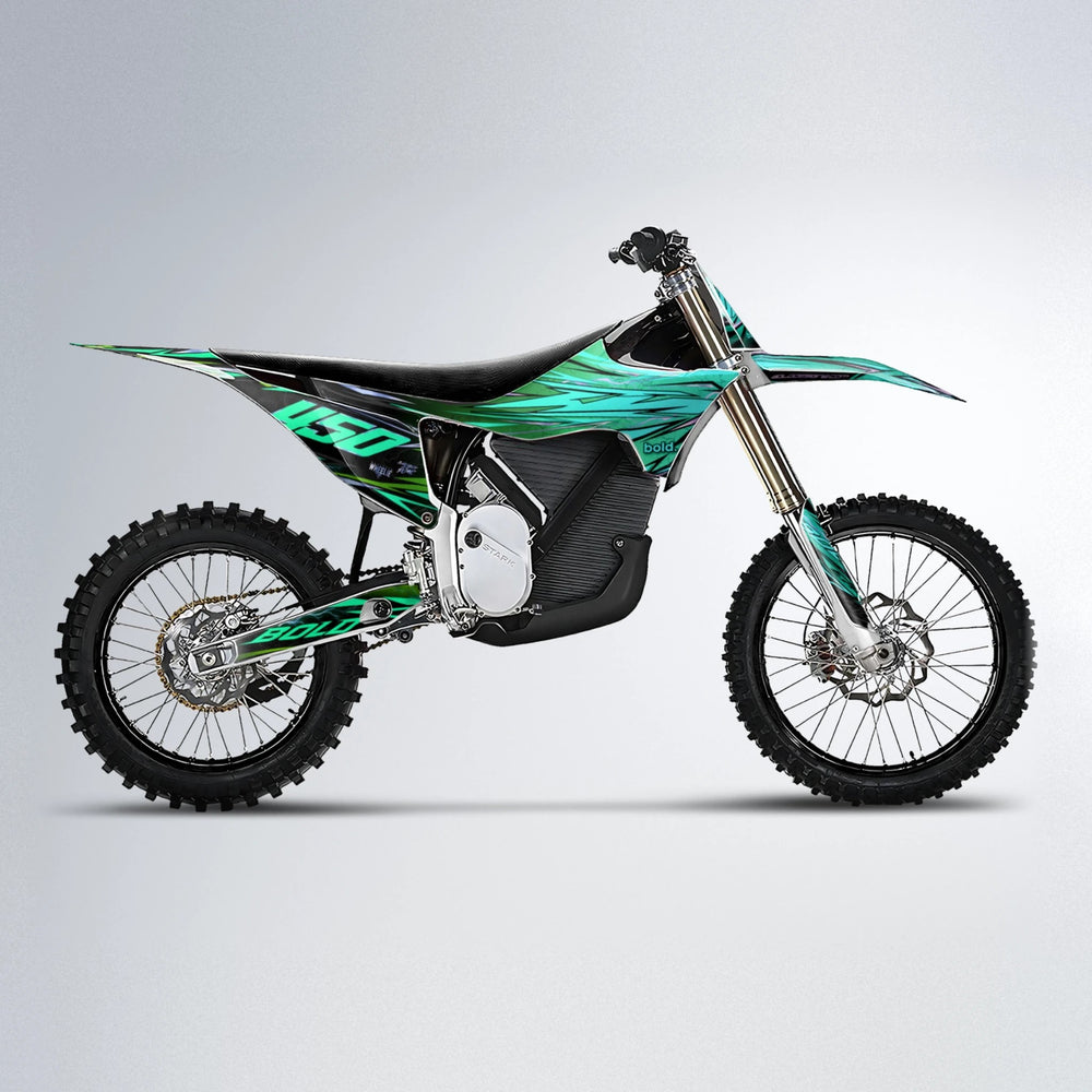 TOTH Stark Varg MX motocross graphics kit in Cyan & Green