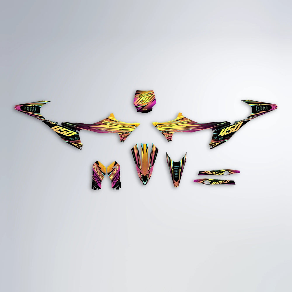 TOTH Stark Varg MX graphics kit parts layout in Pink & Yellow