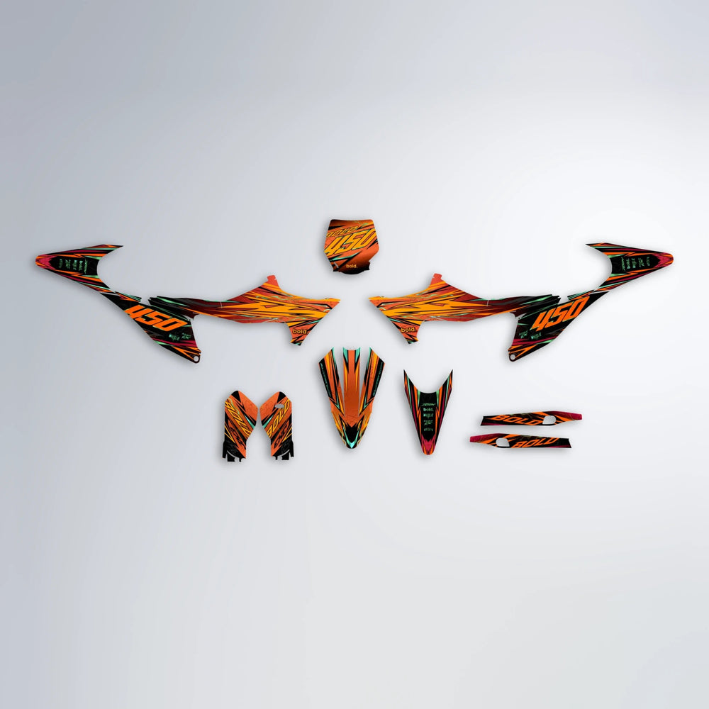 TOTH Stark Varg MX graphics kit parts layout in Red & Orange