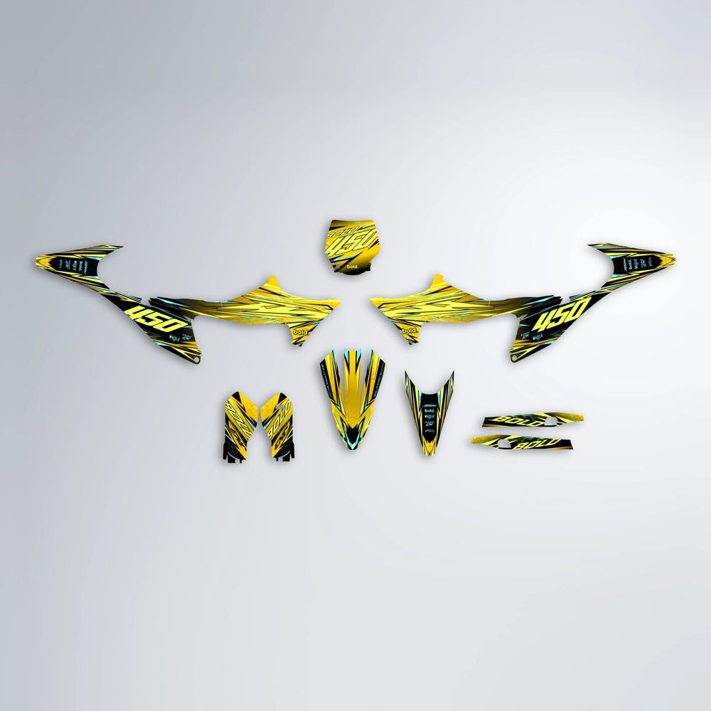 TOTH Stark Varg MX graphics kit parts layout in Yellow