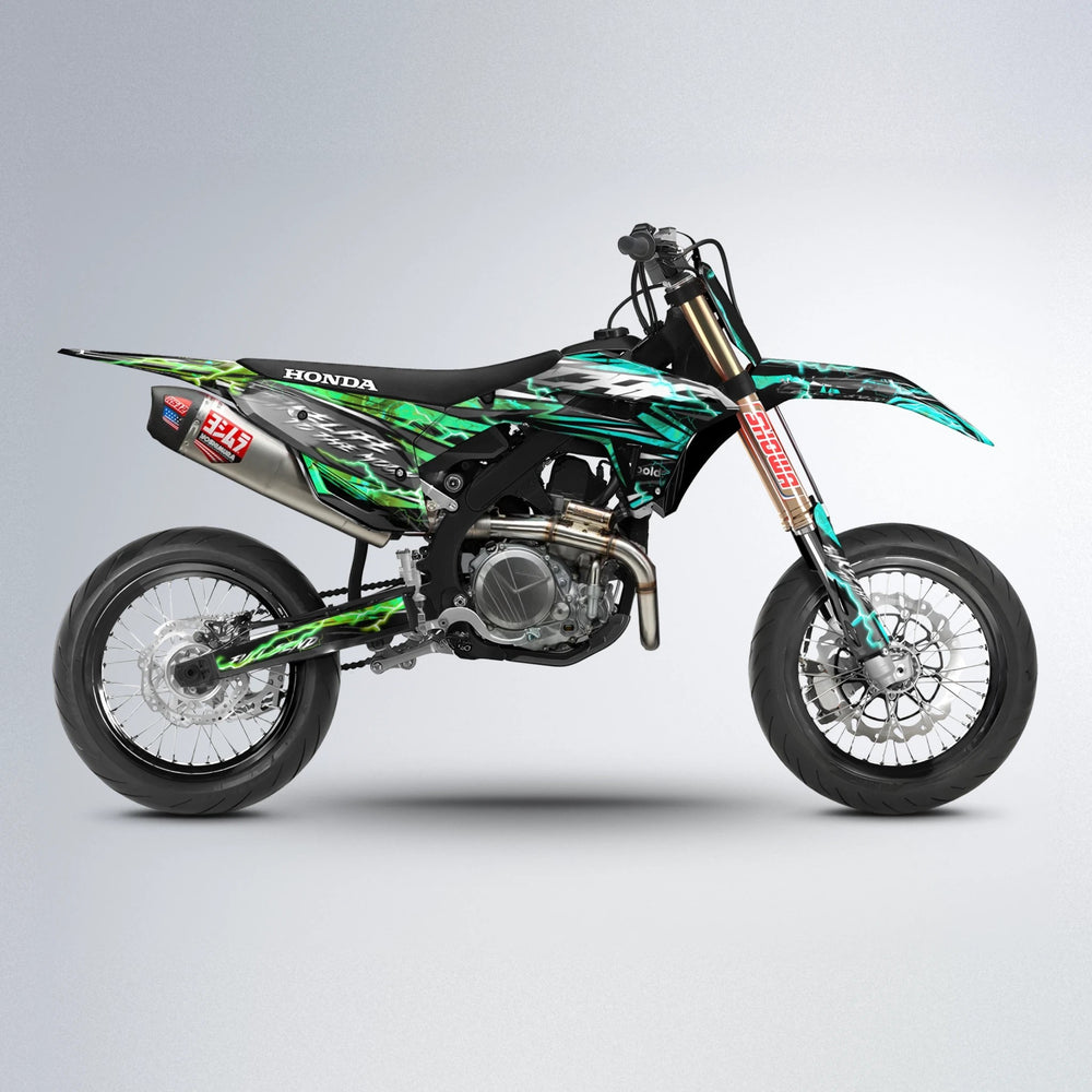 TRINITY Honda supermoto graphics kit in Cyan & Green
