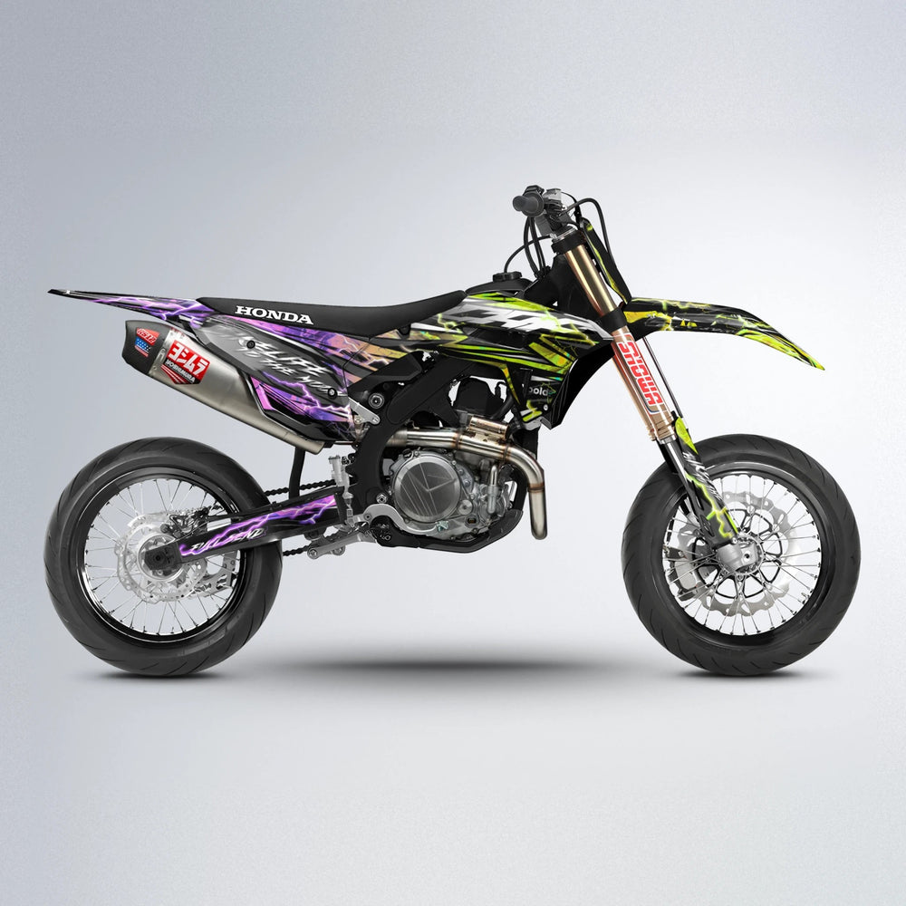 TRINITY Honda supermoto graphics kit in Purple & Yellow