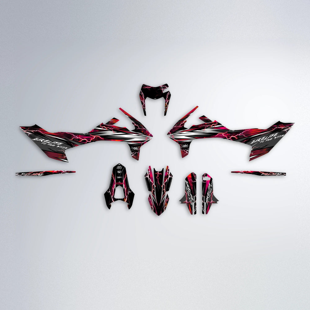 TRINITY KTM SMC 690 graphics kit parts layout in Black & Red