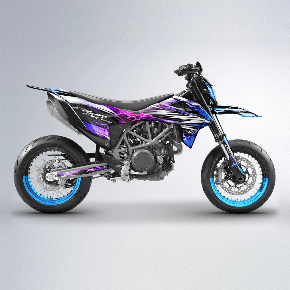 TRINITY KTM SMC 690 supermoto graphics kit in Blue Purple Fade