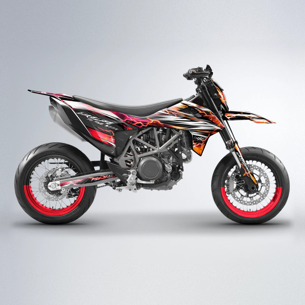 TRINITY KTM SMC 690 supermoto graphics kit in Red & Orange