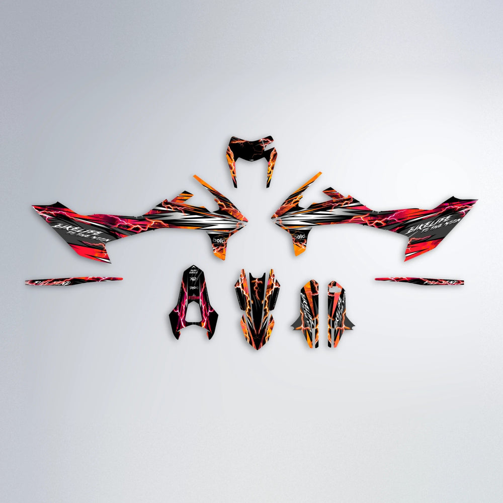 TRINITY KTM SMC 690 graphics kit parts layout in Red & Orange
