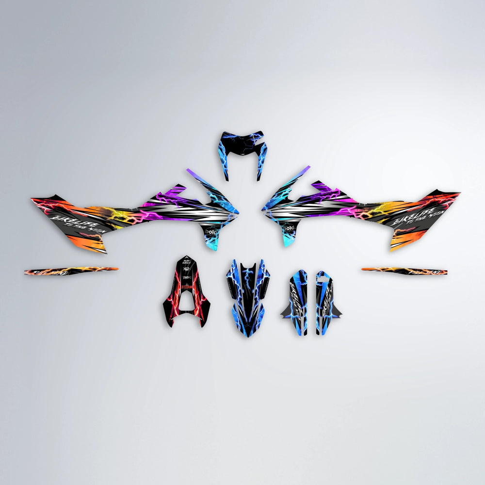 TRINITY KTM SMC 690 graphics kit parts layout in Sunset Fade