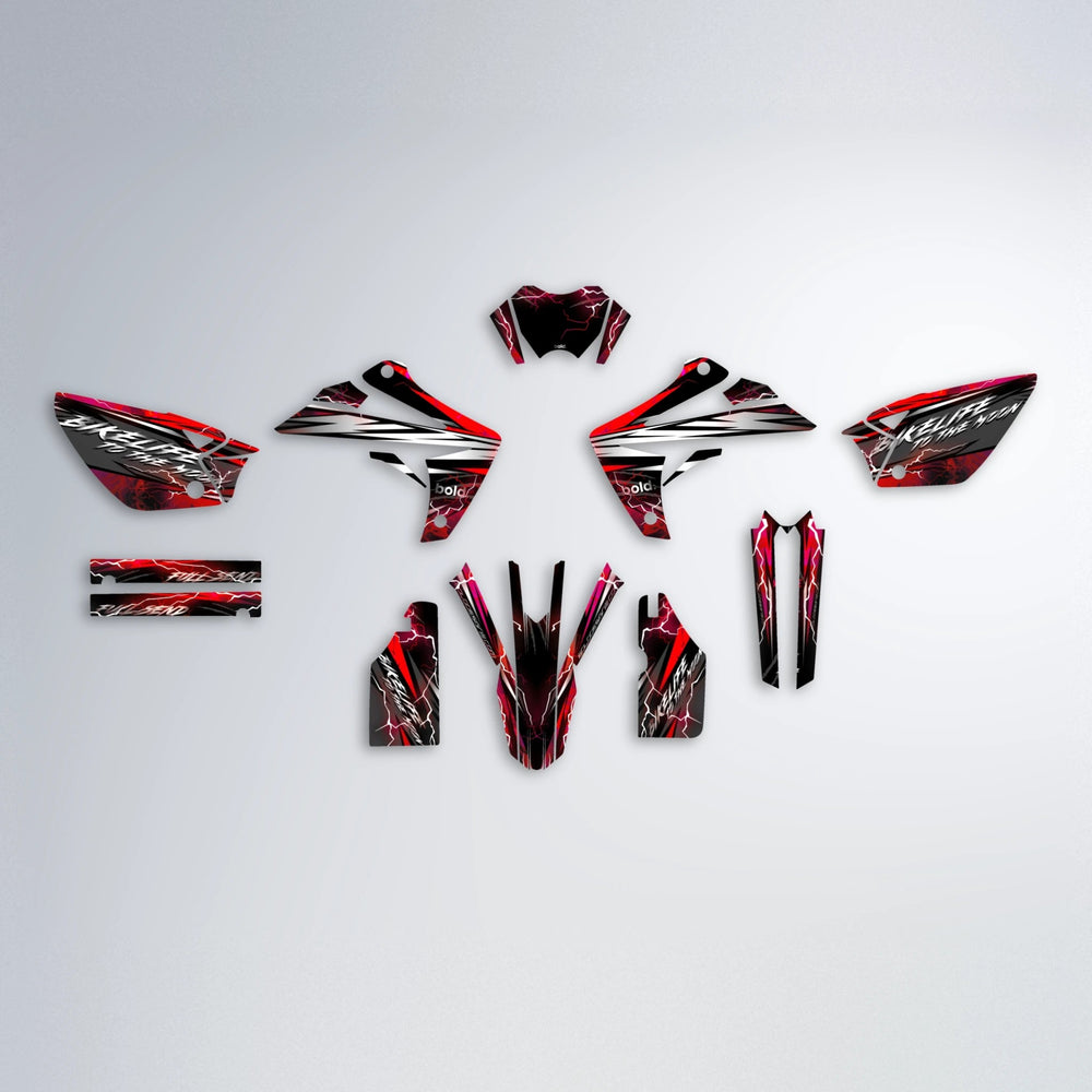 TRINITY Rieju MRT graphics kit parts layout in Black & Red